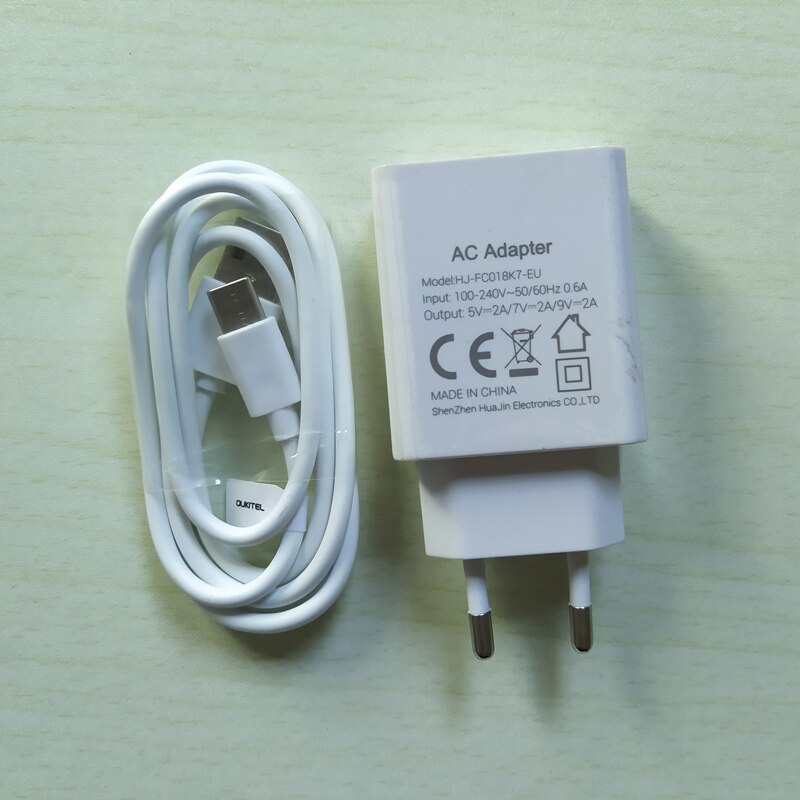 chargeur rapide d'origine pour Oukitel WP2 MTK PE adaptateur secteur de voyage mural + câble USB type-c: Charger with Cable