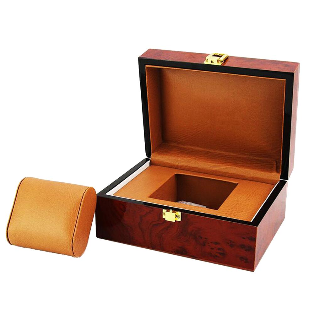 Wooden Watch Box Single Slot Mens Wristwatch Organizer Jewelry Display Case with Removable Cushion: Default Title