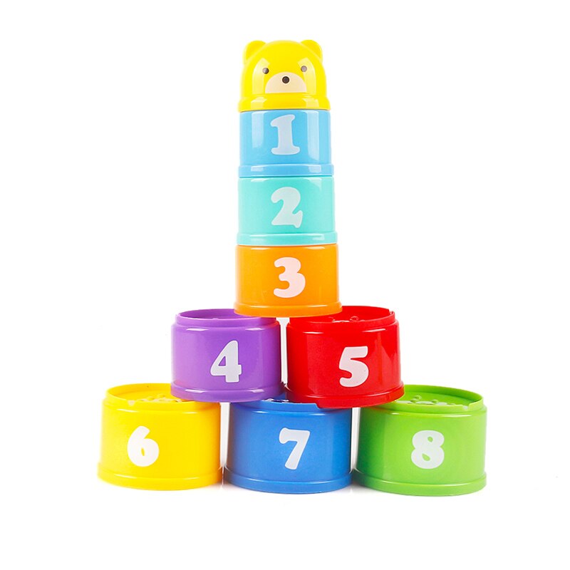 8PCS Pädagogisches Baby Spielzeug 6 Monat + Zahlen Letters Foldind Stapel Tasse Turm Kinder Frühen Intelligenz: Default Title