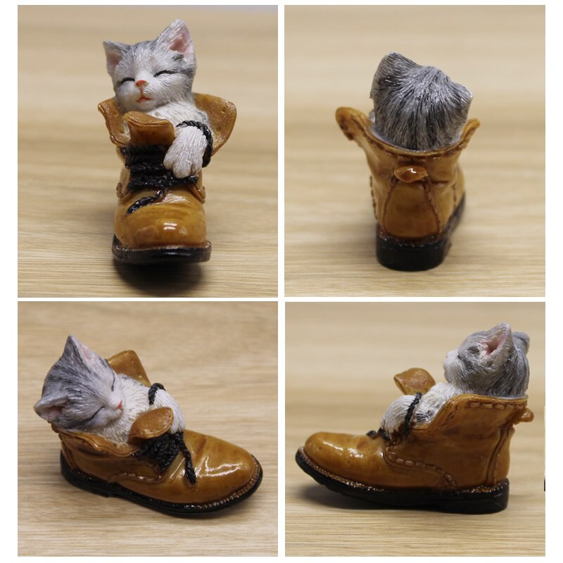 Mini gato en botas estatua de resina Micro decoración para escritorio al aire libre escultura de Animal para jardín decoración adorno