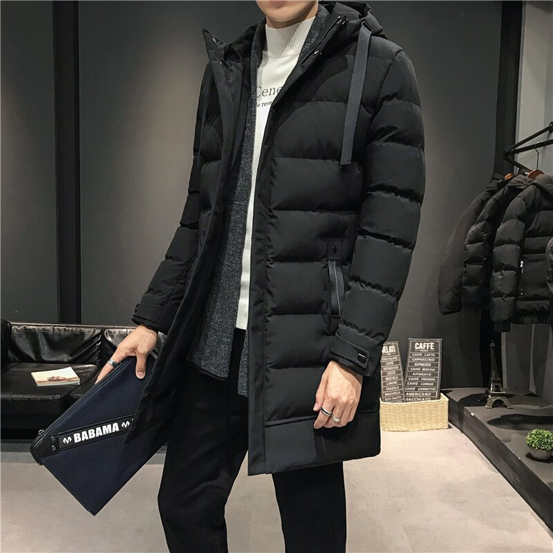 Autumn And Winter Casual Long-Sleeved Coat Men's Velvet Wadded Jacket Korean Cotton Coat