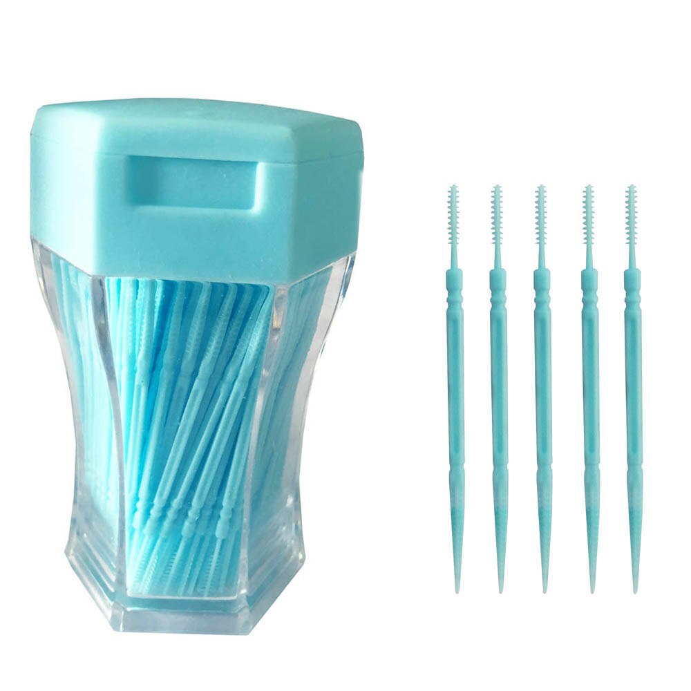 200 Stuks Tandenstoker Borstel Plastic Double-Ended Tandenstokers Tanden Schoonmaken Tool Oral Care Tooth Sticks: Blauw