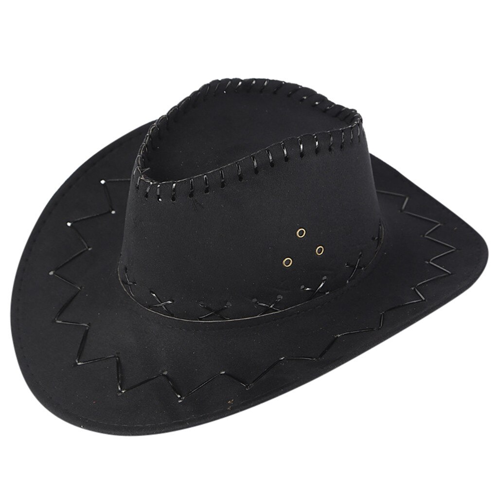 Unisex Adult Western Cowboy Hat Large Brimmed Hat for Men or Female Western Hat cowboy cap Grassland Sunshade Cap#WBY: Black