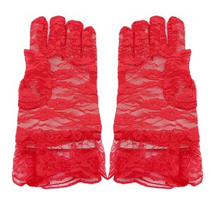 Fille dentelle gants printemps été élastique Protection solaire solide crème solaire été magnifique rose doigt gants accessoires Sexy: Red