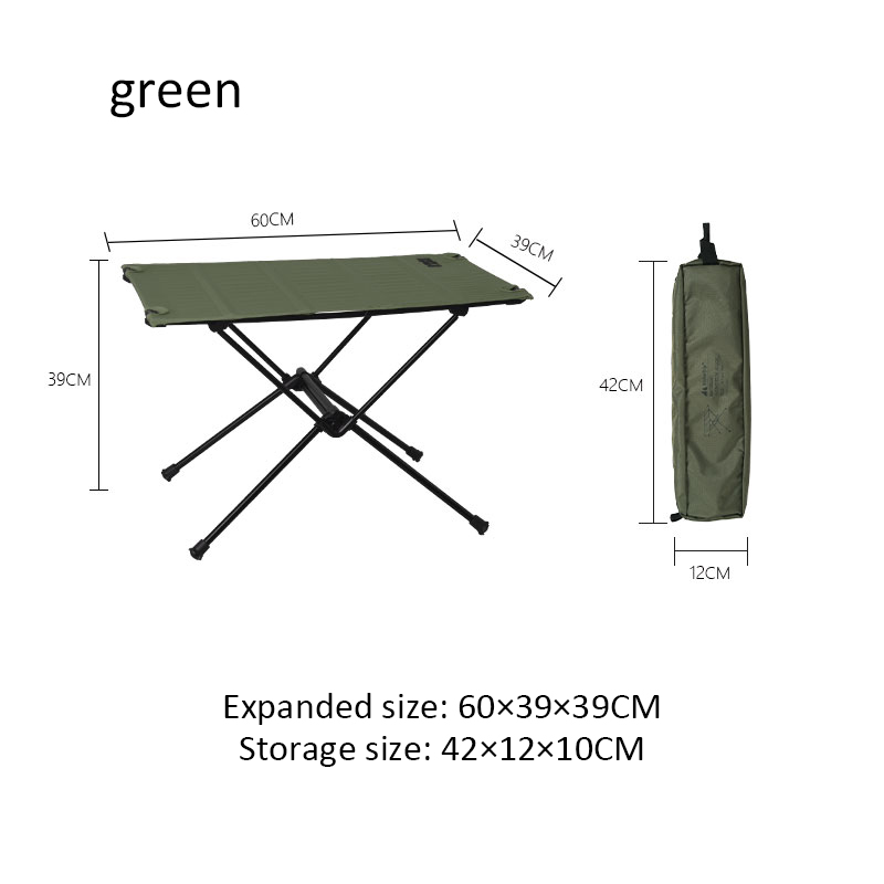 Outdoor folding table camping portable picnic table ultra light aluminum alloy self-driving barbecue table: army green