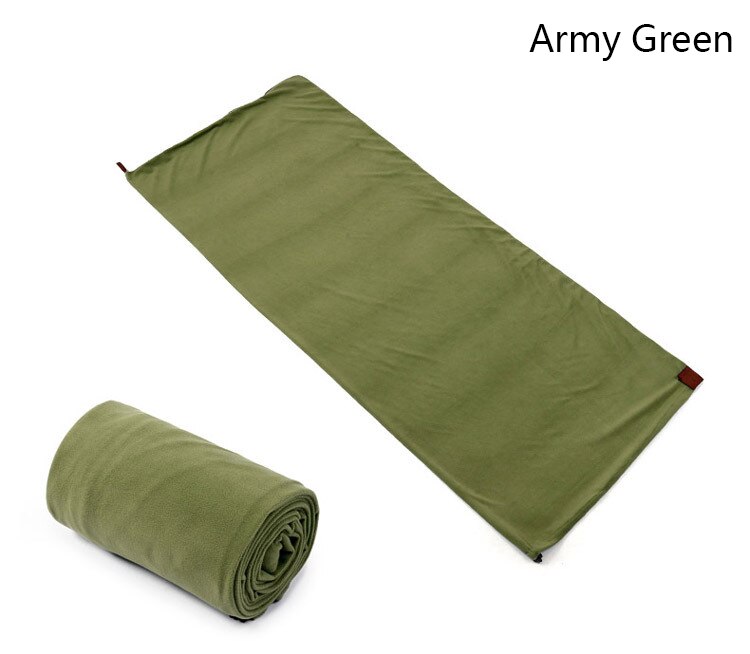 Fleece liner sovsäck vuxen camping inomhus hotell smutsavvisande ultralätt bärbar fleece sovsäck: Armégrön
