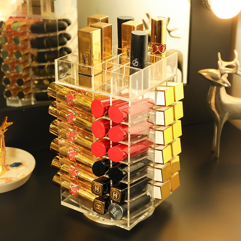 Acryl Make Organizer Opbergdoos 360 Graden Roterende Lipstick Sieraden Doos Lipgloss Organizer Display Dozen