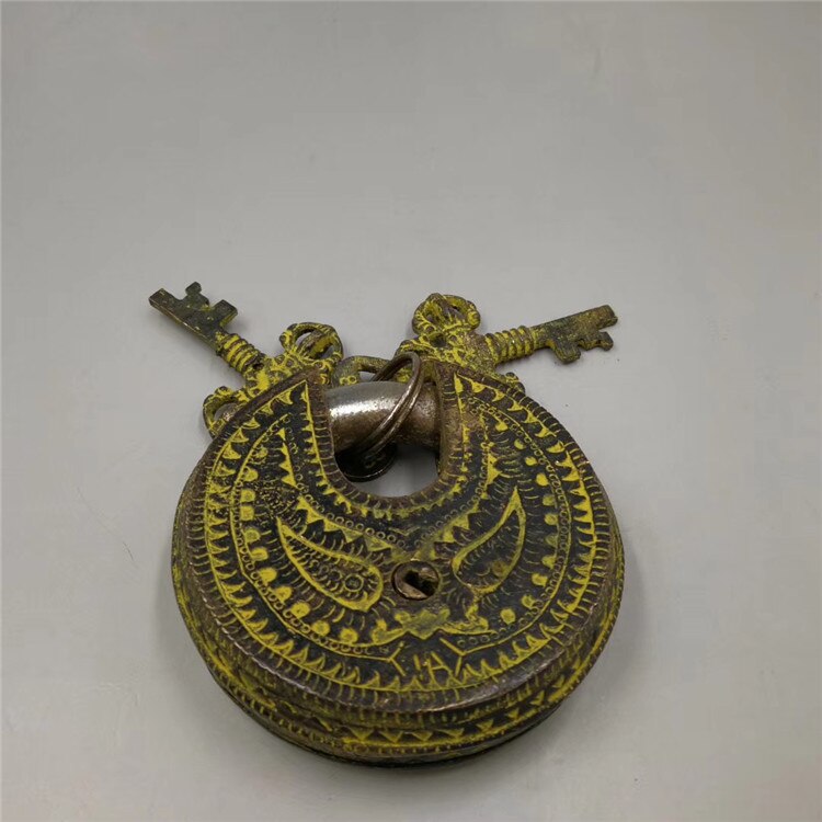 Artesanía tibetana de bronce y cobre puro, colgante para el hogar, cerradura de cobre, bronce, artesanía de Buda, colgante para el hogar, cerradura de cobre
