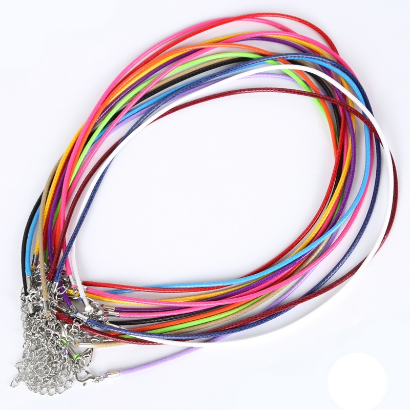 10 sztuk/partia 2MM średnica woskowany przewód nylonowy skórzany regulowany pleciona lina naszyjnik i bransoletki Charms ustalenia karabińczyk...