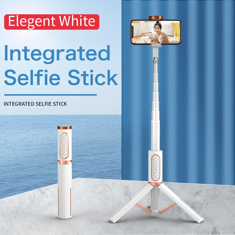 UJU Selfie Stick Tripod Portable One-Piece Universal Multifunction Mini Bluetooth Remote Control Desktop Live Boardcast Stand: Elegent White