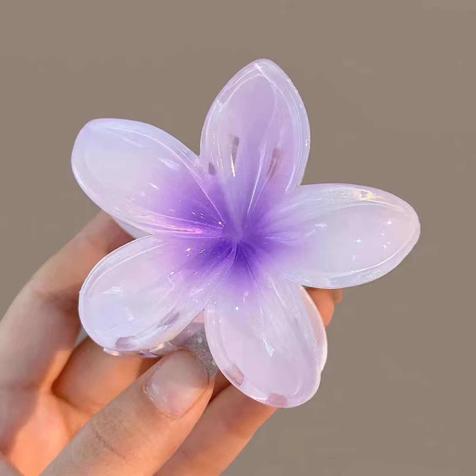 Gradient Flower Hair Clip Beach Hairpins Flower Claw Clips Hawaiian Style Headwear Summer Flower Hairpins Girls Hair Accessories: Platinum Plated