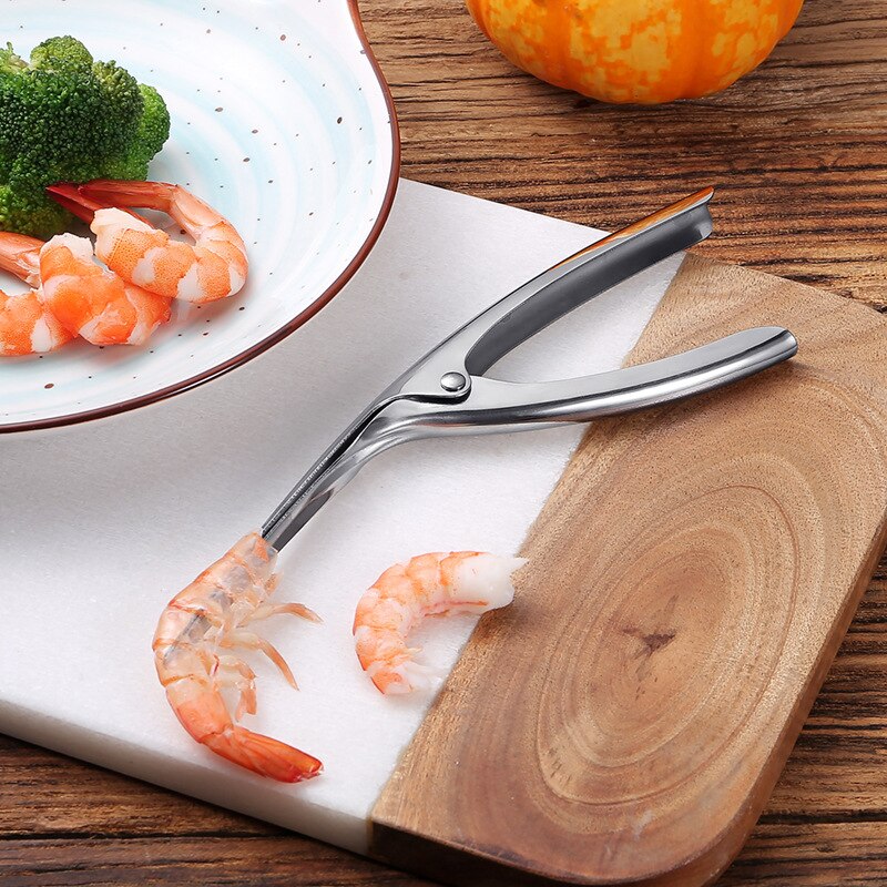 Décortiqueur de crevettes en acier inoxydable, pour fruits de mer,fournitures de cuisine pratiques, outil de décortication portable, couteau de pêche, éplucheur