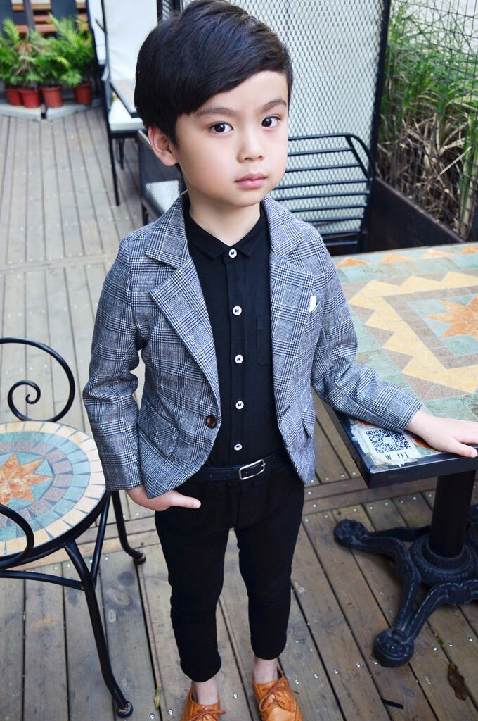 Kid Jongen Blazer Jas Effen Gentleman Causale Jas Jas Voor 2-10years Jongens Kids Kinderen Bovenkleding Tops Kleding: gray / 24M