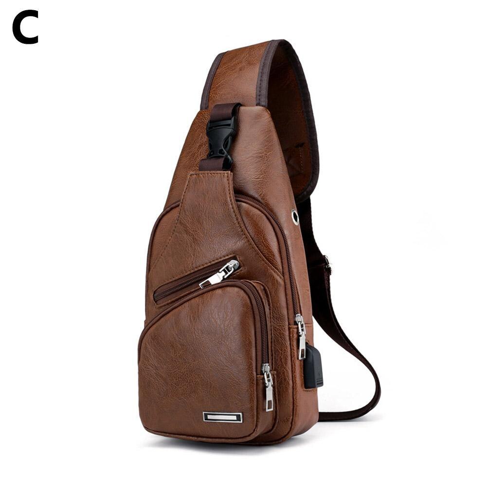 1PC bauletto Casual funzionale uomo vita denaro telefono pacco petto sport 2021 carica borsa Usb esterna borsa cintura cintura R9J9: Light Brown