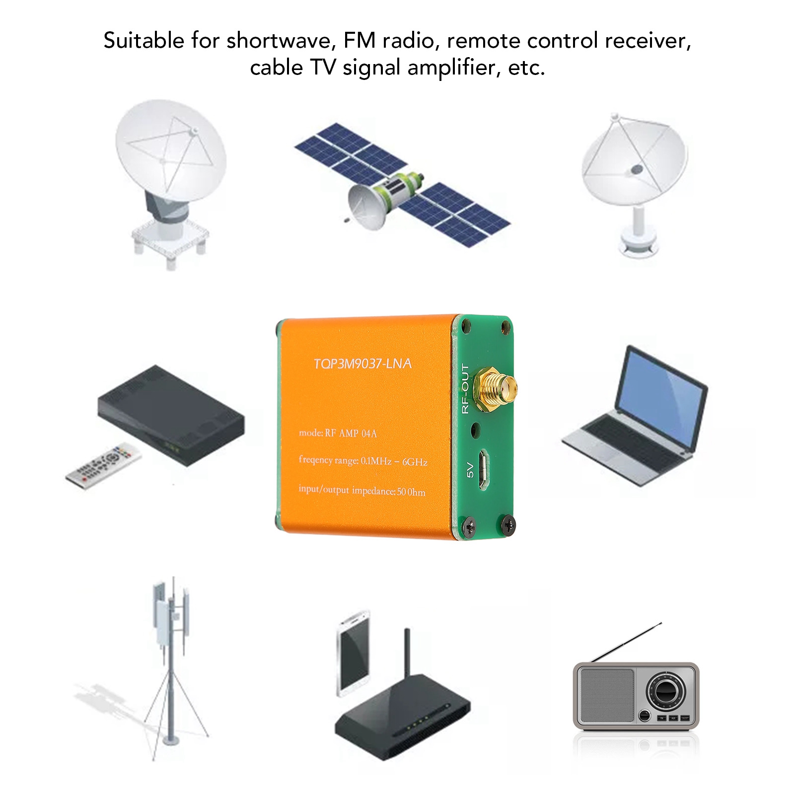 0.1MHz-6GHz pełnozakresowy wzmacniacz o niskim poziomie szumów profesjonalny 20dB wysoki wzmocnienie LNA RF moduł przedwzmacniacza mocy RF wzmacniacz mocy RF