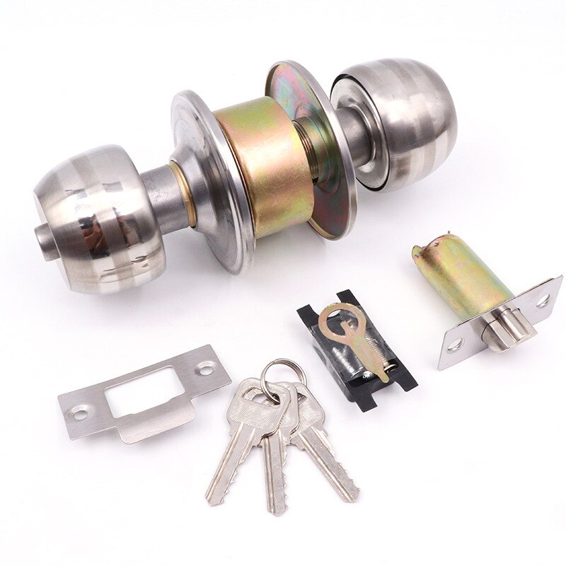 Stainless Steel alloy Locks Round Ball key lock Door Knob pull handle Entrance Passage Bathroom Internal Anti Theft Hardware