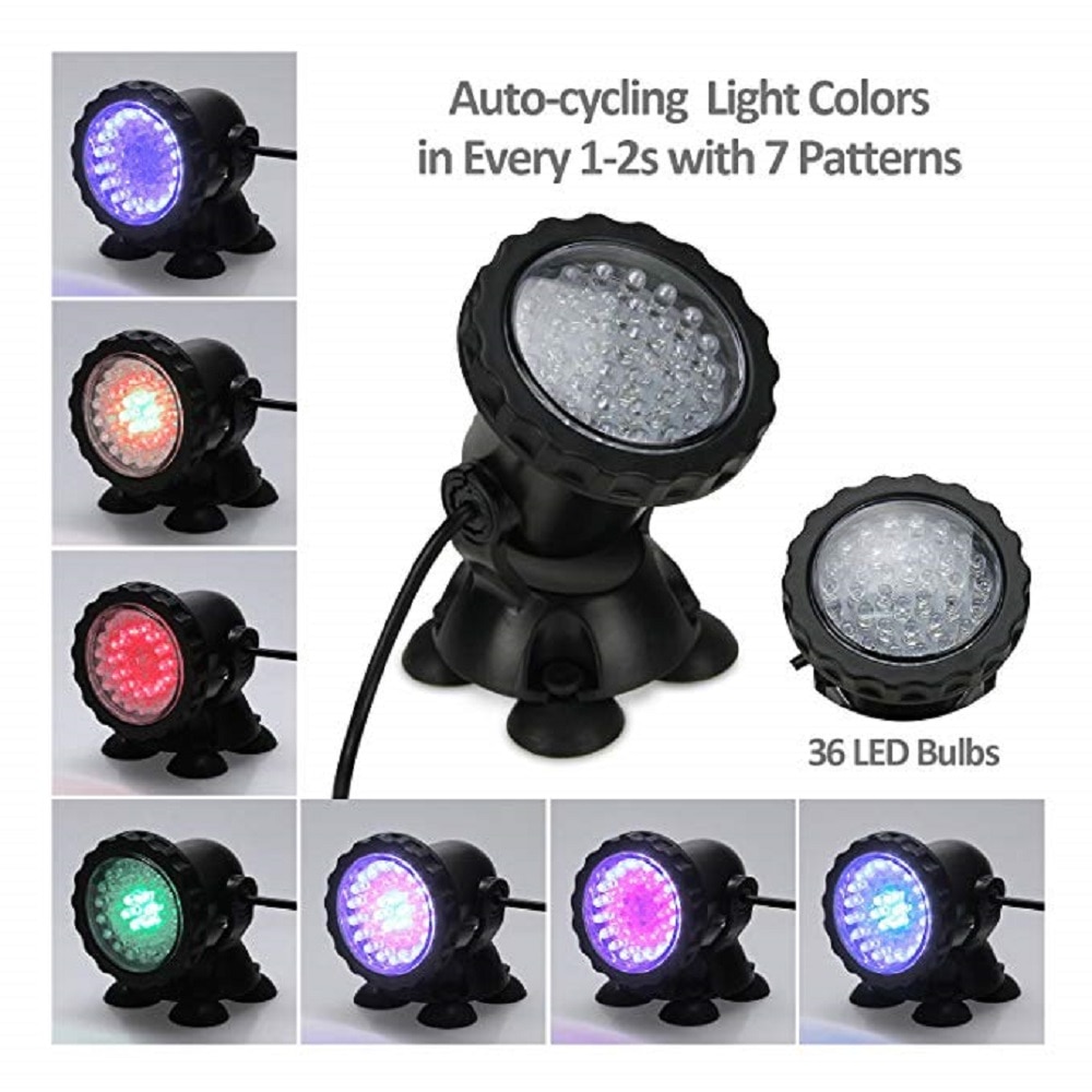 Luz LED subacuática para piscina, estanque, jardín y Acuario, impermeable IP68 RGB 36, 1/2/3/4/5