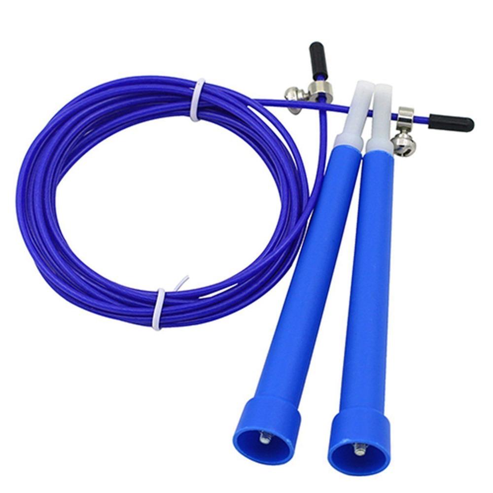 Crossfit fast Jump Rope Skip Speed skipping Ropes with Extra Speed Cable Ball Bearings Home Gym Training: Plastic Blue
