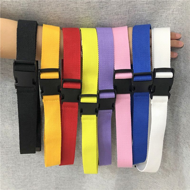 Kvinder mænd firkantet enkel alsidig plast spænde vævet lærred nylon bælte neutral blød enkel bælte