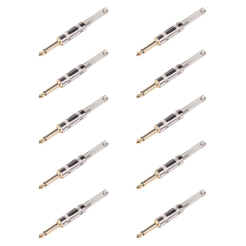 6.35mm Guitar Cable Audio Cable Diy Welding Plug for Welding Various Electric Guitar Cables, Microphone Cables