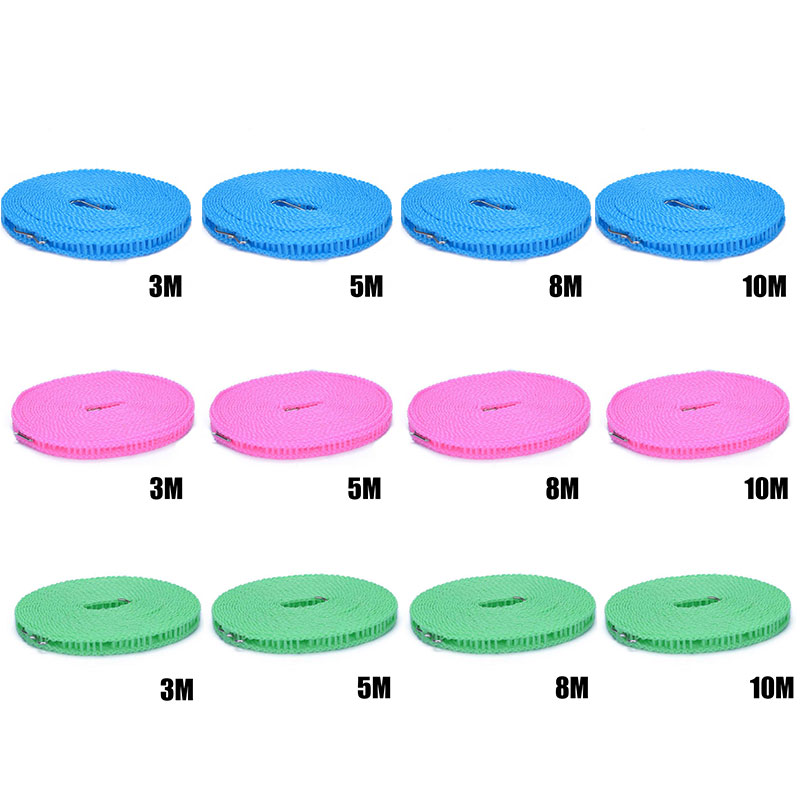 Nylon Clotheslines Hanging Rope Drying Clothes Dryer Non-slip Windproof for Outdoor 3/5/8/10 Meters Clotheslines Organization