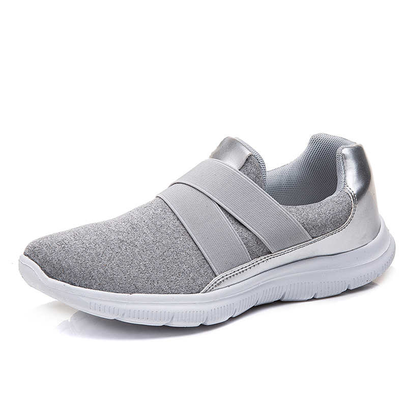 WWKK Shoes Woman Sneakers Autumn Walking Female Moccasins Non-slip Sport Slip On Large Size Ladies Sneakers For Women Shoes: Gray / 37