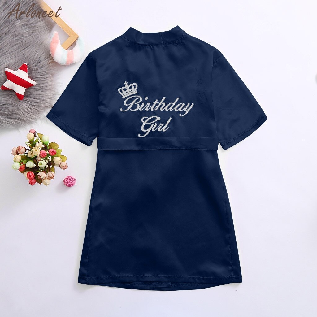 Kids Children Summer Toddler Baby Kid Solid Silk Satin Kimono Robes Bathrobe Birthday Girls Sleepwear Clothes Baby Bathrobe