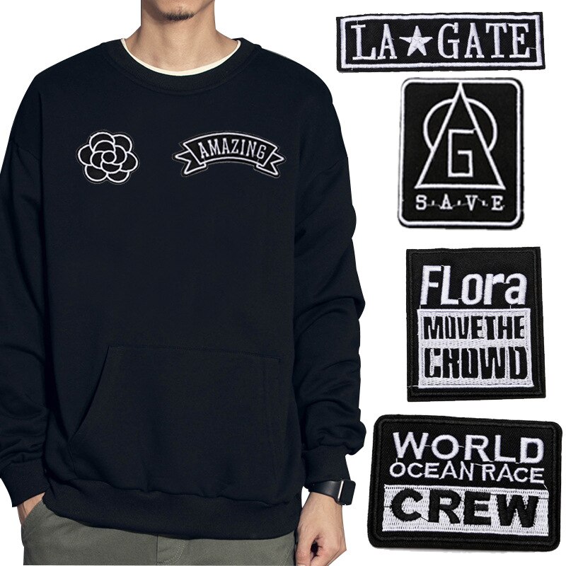 Computer embroidery black and white patch patch clothing accessories badge computer embroidery patch cloth