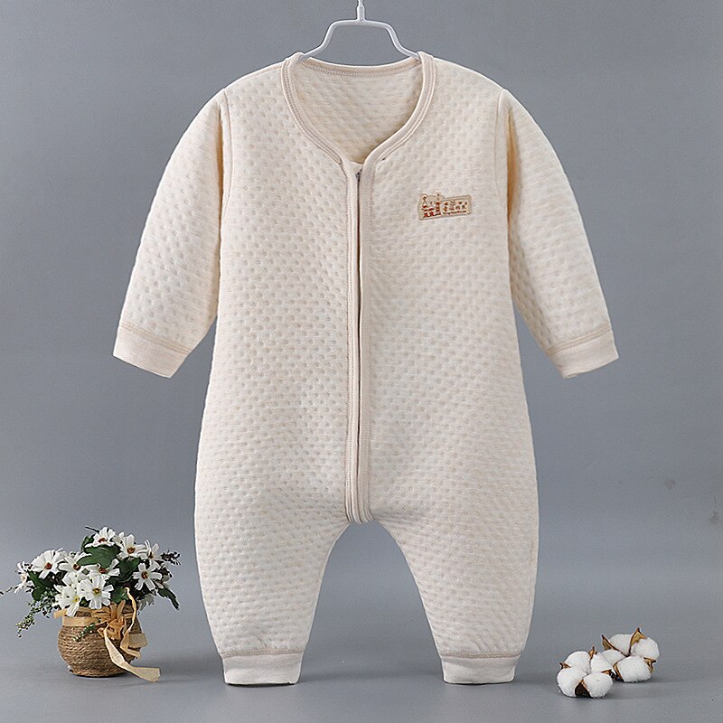 Bébé dormeurs épais coton sac de couchage -né Robes de nuit vêtements de nuit fendus jambes fermeture éclair enfant en bas âge garçon fille dormeurs: Khaki / 90( Fit Ht 90-100cm)