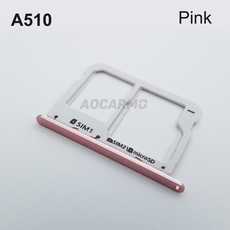 Aocarmo Metal Nano SIM Tray MicroSD SD Card Slot Holder For Samsung A5 ) A510 A510F Dual Gold/Silver/Grey/Pink: Pink