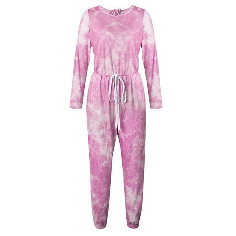 Vrouwen Pyjama Tie Dye Lounge Wear Loungewear Vrouwen Pyjama Set Slaap Set Lounge Set Lange Mouw Nachtkleding Een-stuk: pink / L