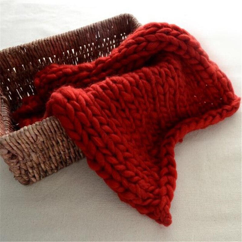 knitted Wool Crochet Baby Blanket Newborn Photography Props Chunky Knit Blanket Basket Filler