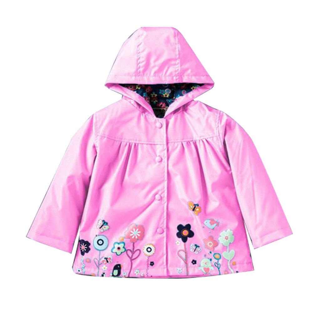 Jacket For Girls Children Raincoat Waterproof Boys Rain Coats Girls Clothes Outerwear Boy Coats Hooded Kids Clothing 2-6 Years: Pink / 5T