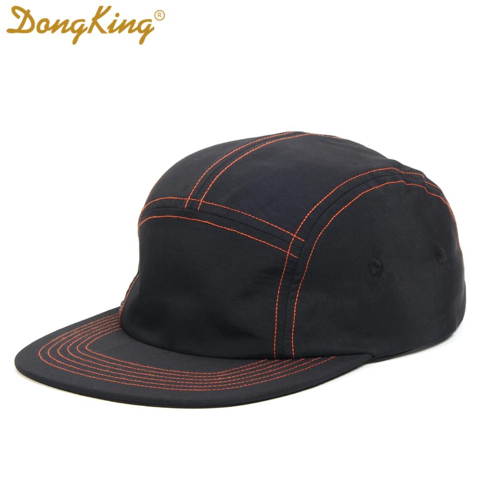 Dongking 5 Panelen Classic Baseball Cap Korte Rand Baseball Cap Taslon Splash Proof Stof Snel Droog Hoed Flat Bill big Size: Black Orange / 60-62cm Adjustable