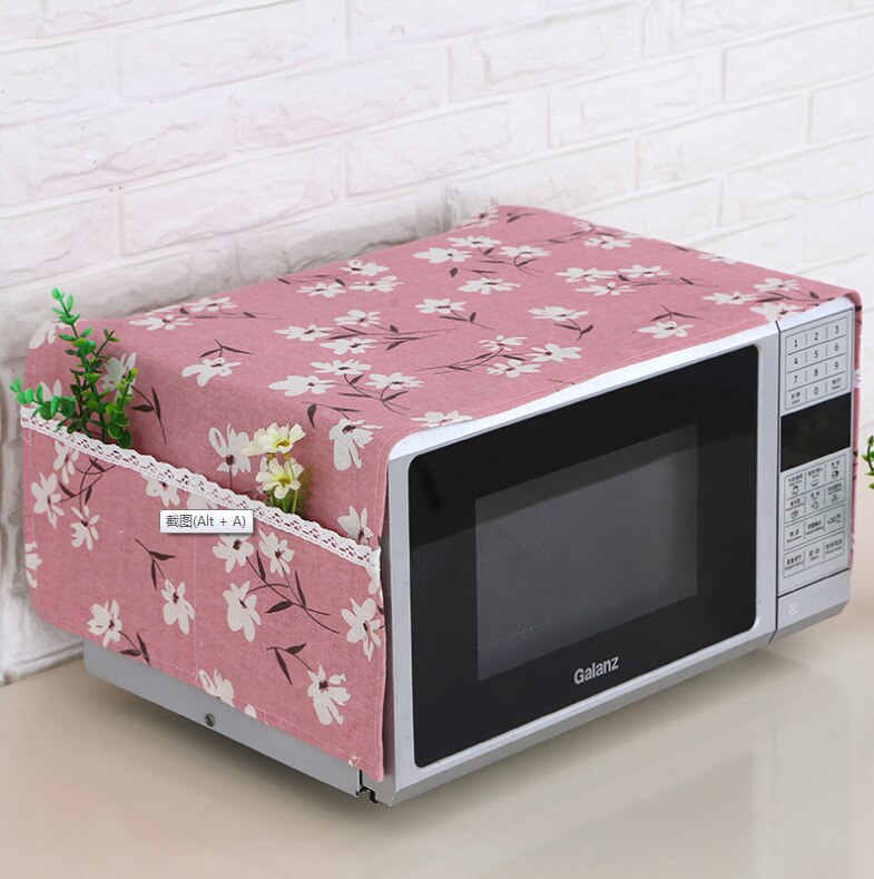 Nowoczesna prosta lniana moda kuchenka mikrofalowa osłona pyłoszczelna z kieszeniami tkanina mikrofale osłony ochraniające Cubiertas Protectoras: 9
