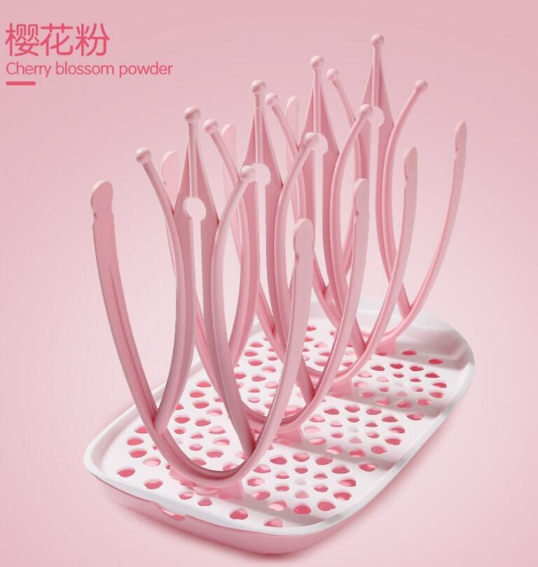 Secador de biberones para bebé, estante de secado de biberones sin BPA, soporte para biberones, escurridor, taza secadora: Pink