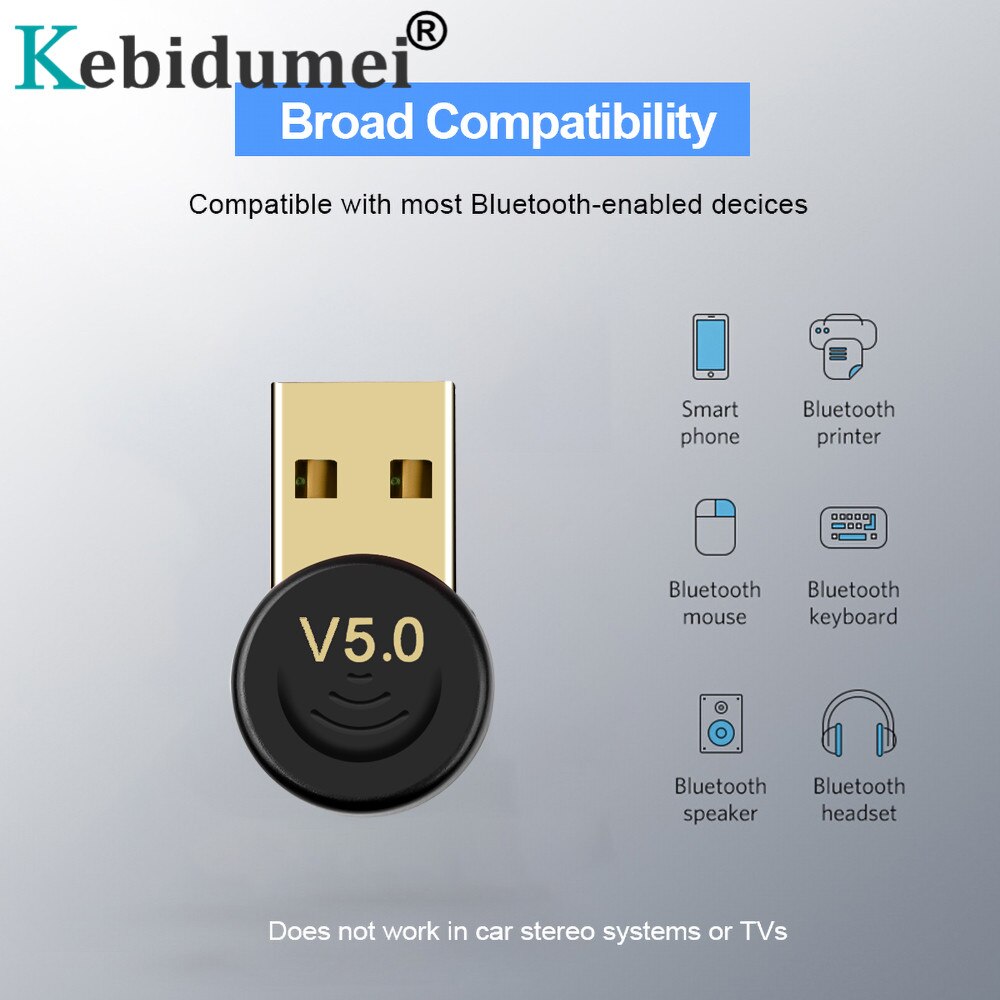 Kebidumei – adaptateur Bluetooth 5.0 Dongle USB sans fil pour ordinateur PC, transmetteur récepteur de musique