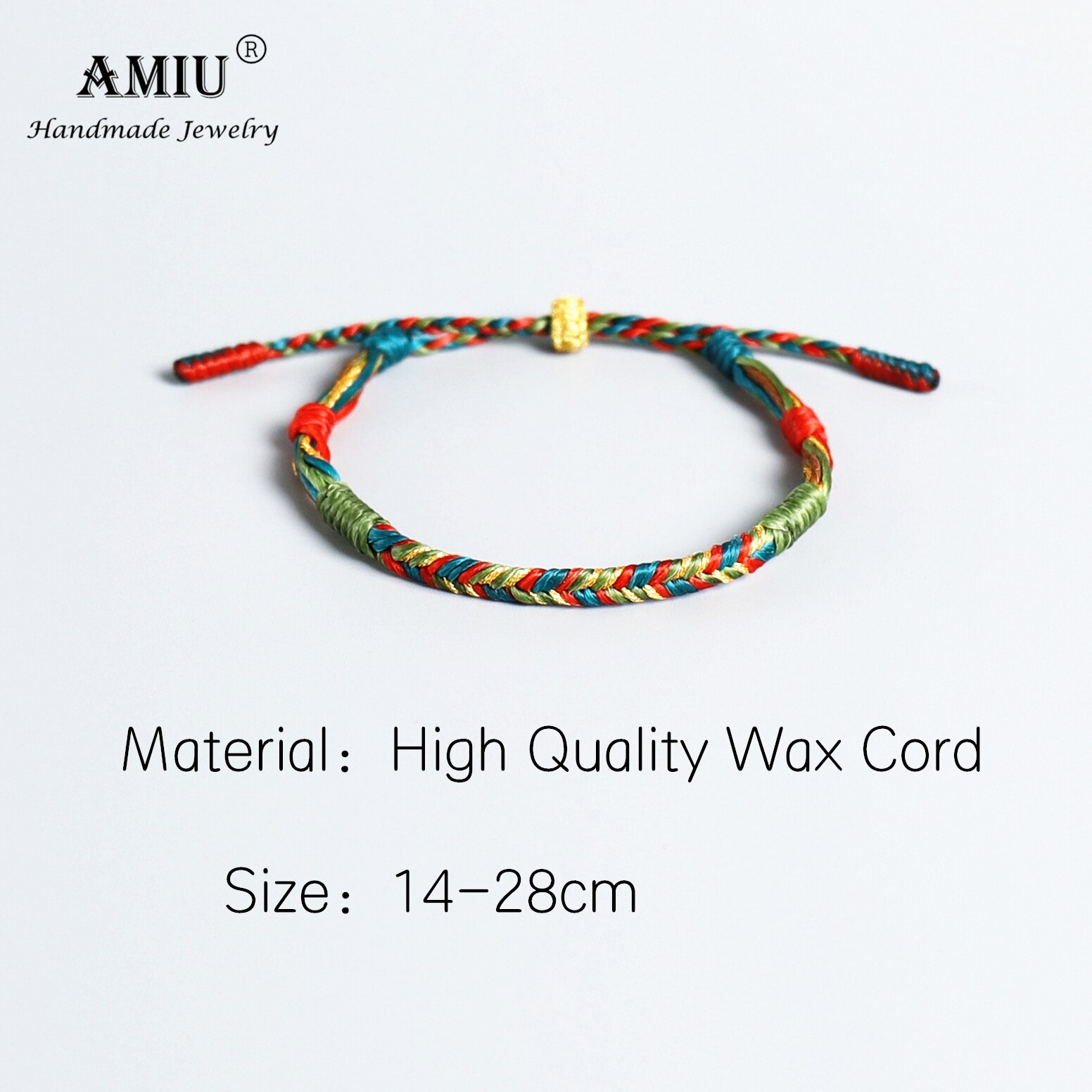 AMIU-pulsera tibetana hecha a mano para mujer y hombre, brazalete de cuerda de la suerte con hilo de cera impermeable, pulseras de macramé