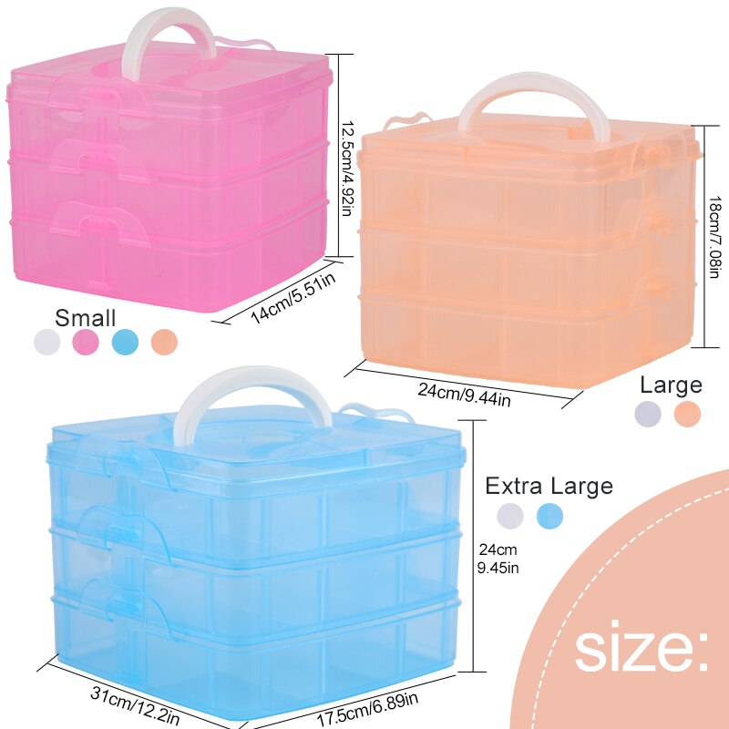 Nonvor 3 Layers 18 Compartments Clear Plastic Storage Box Multifunction Empty Box Jewelry Bead Container Sewing Tools Organizer