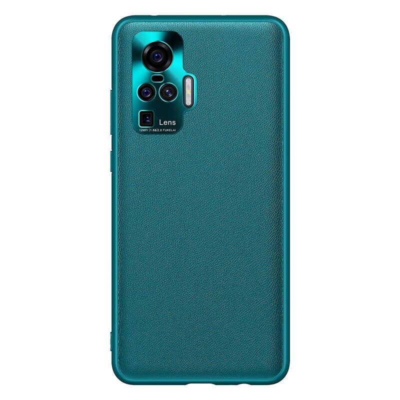 Case For Vivo X50 Pro Luxury PU leather Cases Hard Shockproof Back Cover For Vivo X 50 Pro Original Skin Hull Coque: Vivo X50 Pro / Green