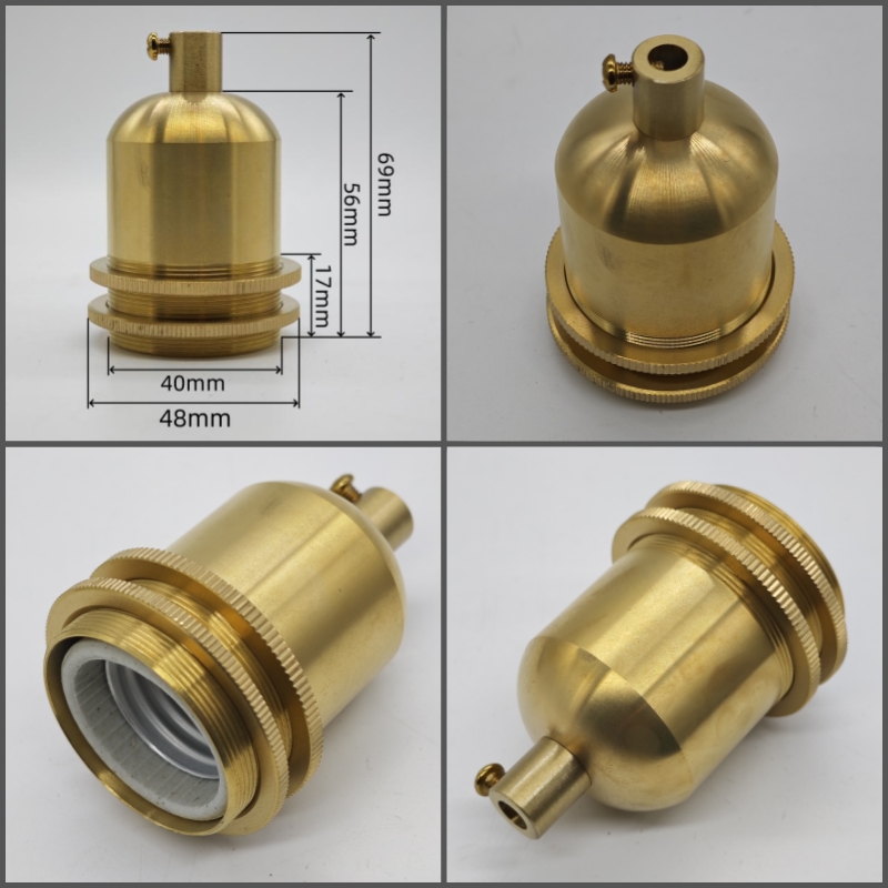 Edison DIY lamp holder for shade Pure brass material vintage threaded Socket Bulb Fitting E27 UL/CE lighting copper base: Pink / 2G7