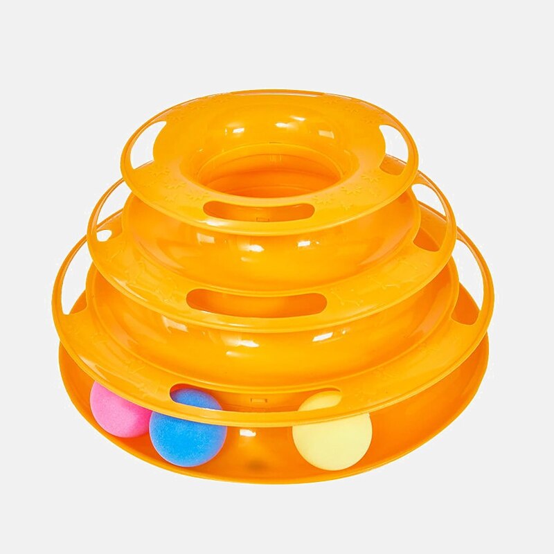 Three Levels pet cat toy Training Amusement plate Kitten Tower Tracks Disc cat Intelligence Amusement triple disc cat toys ball: 2