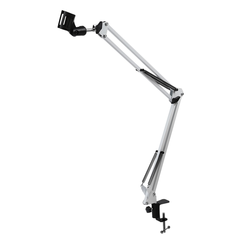 NB35 Extendable Recording Microphone Holder Suspension Boom Scissor Arm Stand Holder with Microphone Clip Table Mounting Clamp: Default Title
