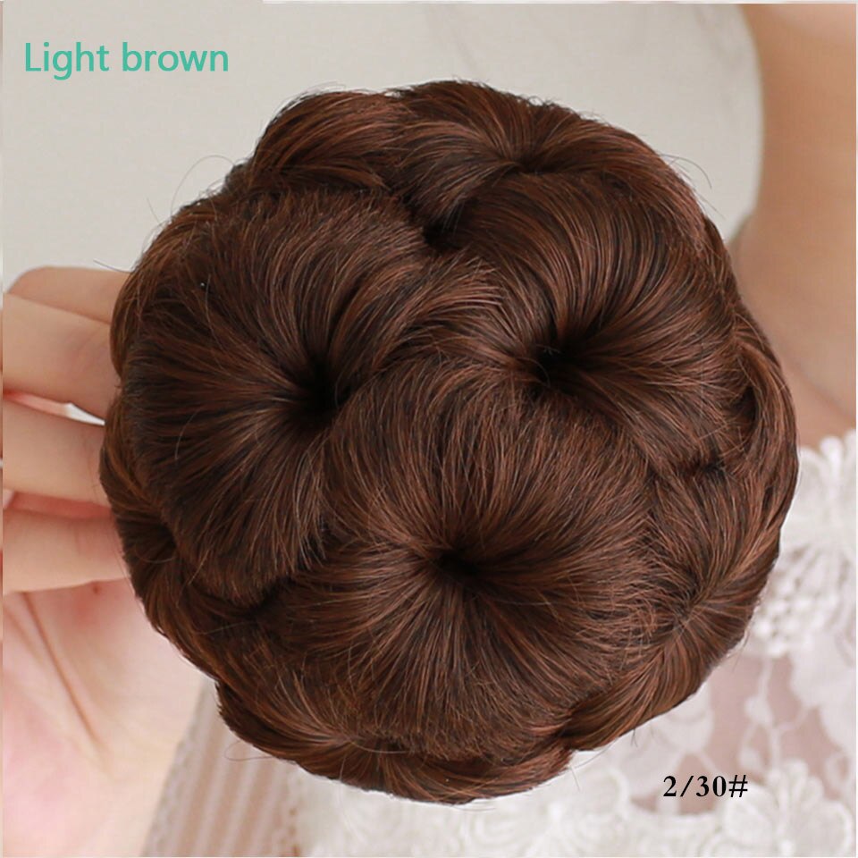 WTB Women Chignon Hair Bun Donut Clip In Hairpiece Extensions Black/Brown/ Synthetic High Temperature Fiber Chignon: 2m30