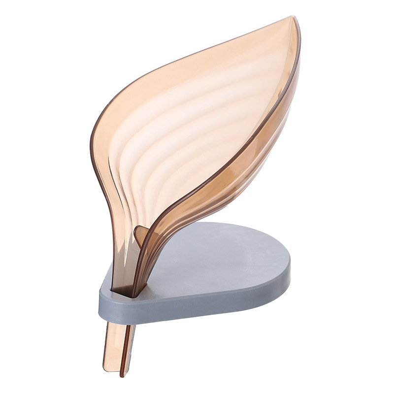 Suporte de sabonete em forma de folha, porta sabonete para banheiro, com ventosa, suporte de esponja e sabonete, para cozinha e banheiro: Brown
