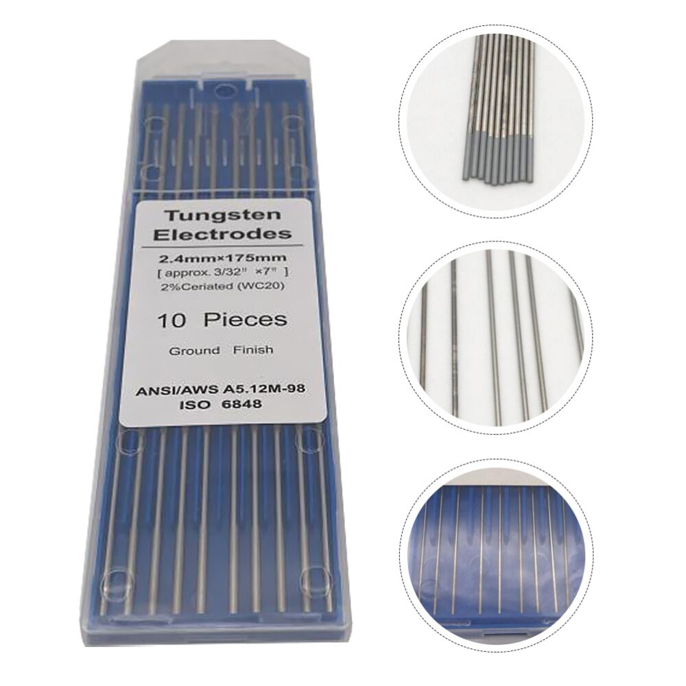 1 Pack Ground Finish Durable Ceriated WT20 Welding Electrode for Arc Welding: Silver 4