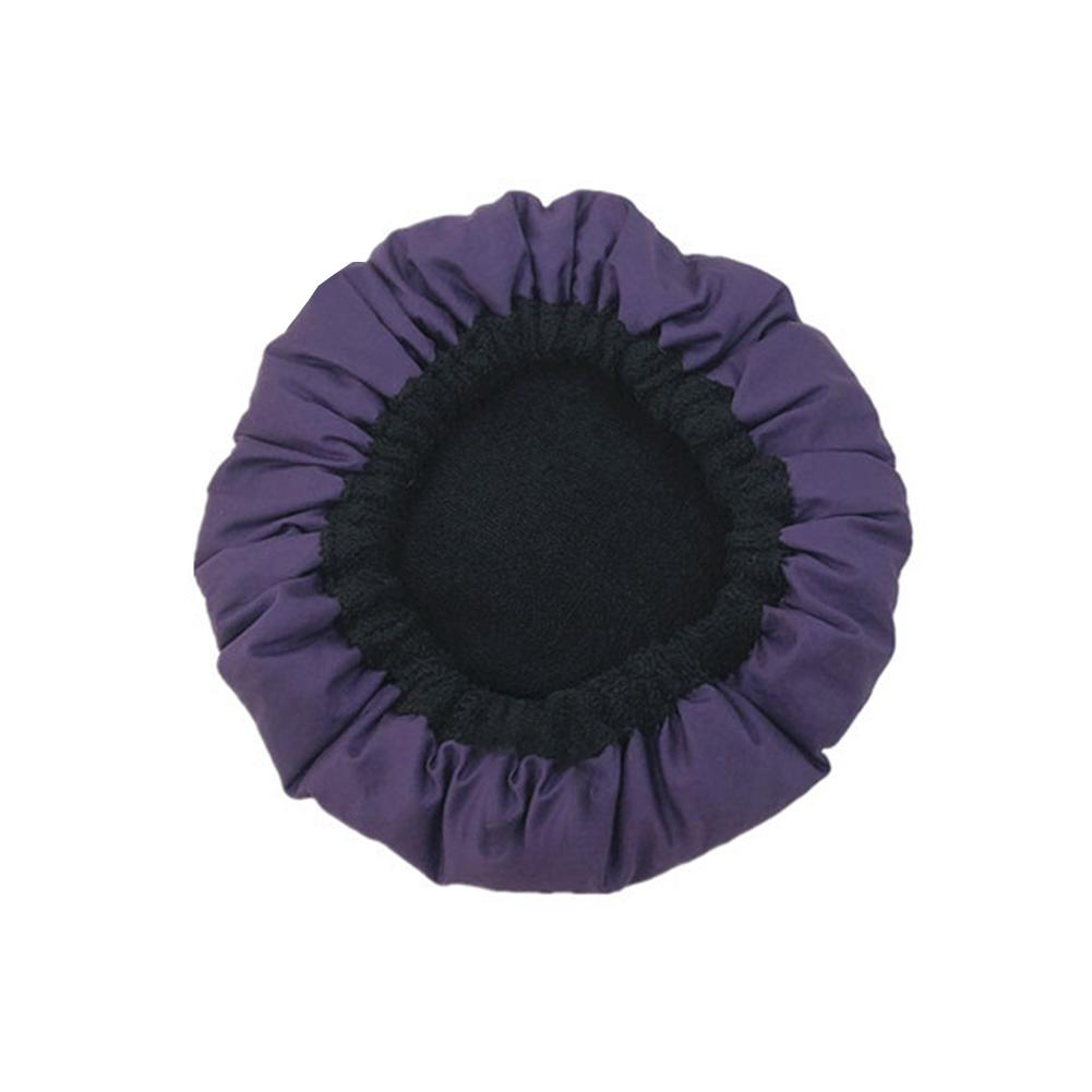Gorro térmico para el cuidado del cabello, gorro térmico para acondicionamiento profundo, para microondas, algodón, microfibra humeante, Reversible, linaza Interior: Purple