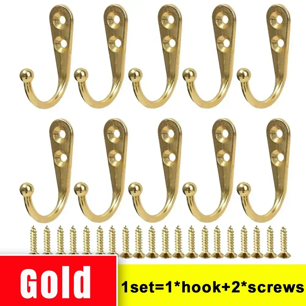 Ganchos de pared para puerta, ganchos para colgar abrigos montados en la pared, gancho de tornillo de Metal resistente para llaves de ropa, organizador de cocina y baño, 30/1 Uds.: S / Oro