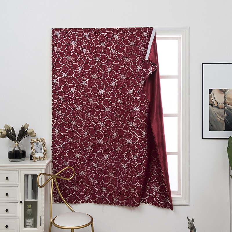 Punch-free Velcro Blackout Curtain For Living Room Bedroom Window Curtains Protective Wall Easy Install Drapes Blinds шторы: wine red