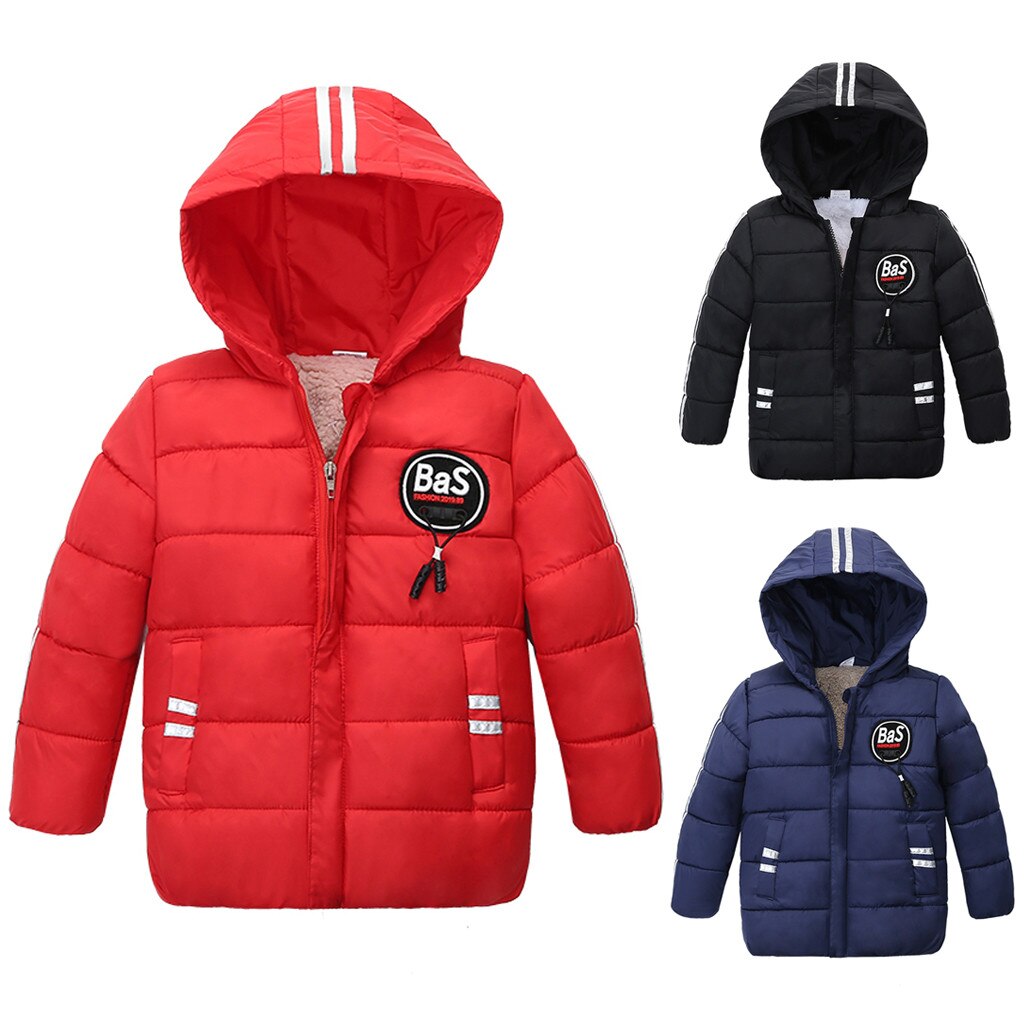 Winter Kinderen Jas Jongen Warme Brief Dikke Katoenen Jas Kinderen Baby Capuchon Kinderen Dikker Uitloper Kleding